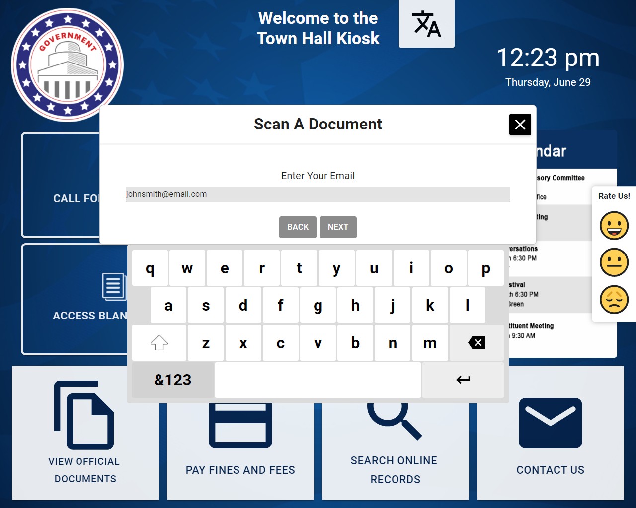 Visitor Management Kiosk Interface